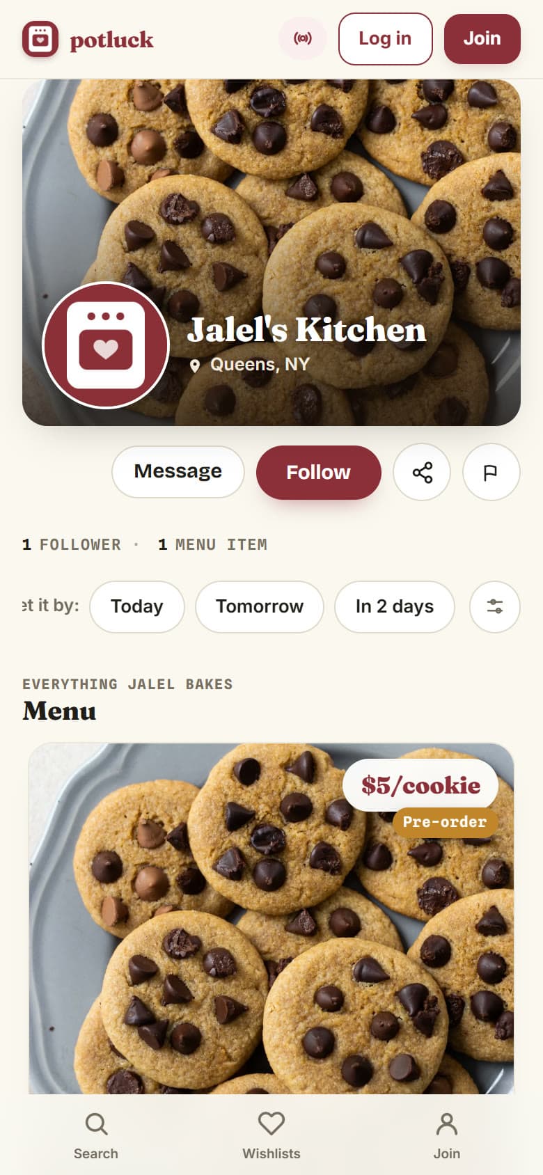 The same kitchen page on a phone
